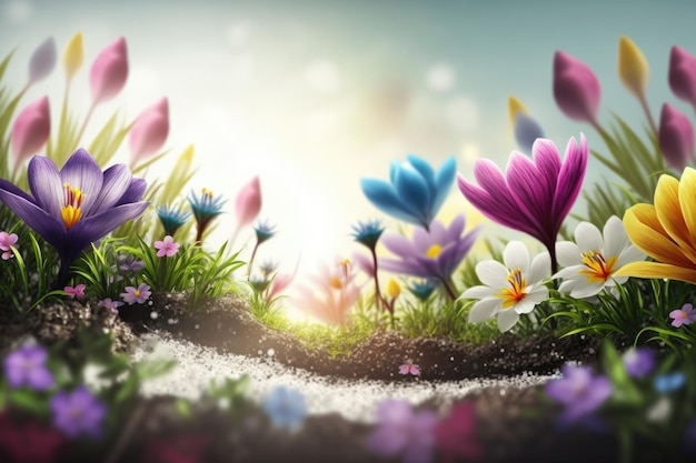 Illustration de fond naturel de fleur de printemps AI générative