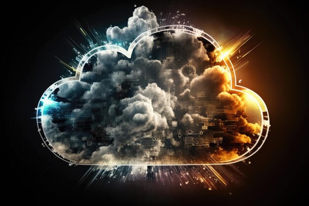 Photo illustration de fond numérique de concept de technologie informatique en nuage