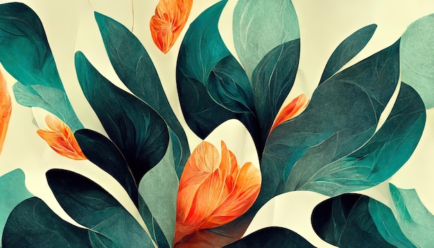 Illustration de fond de papier peint organique floral abstrait19 Ai générative