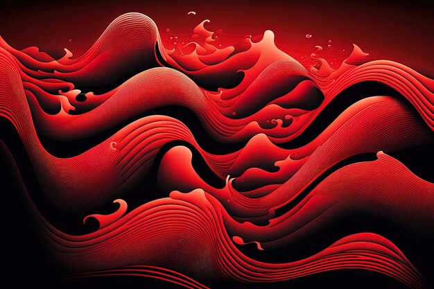 Illustration d'un fond rouge contemporain avec des vagues