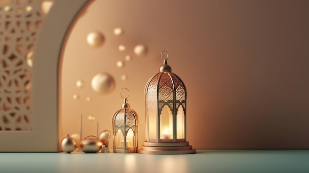 Illustration de fond de vacances Ramadan AI générative