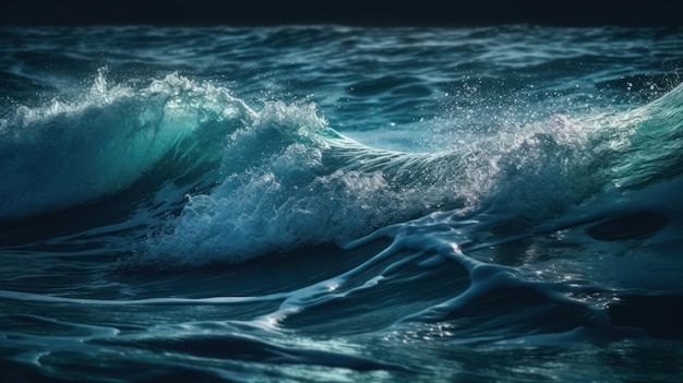 Illustration de fond des vagues des océans avec une couleur bleu profond Al réaliste généré