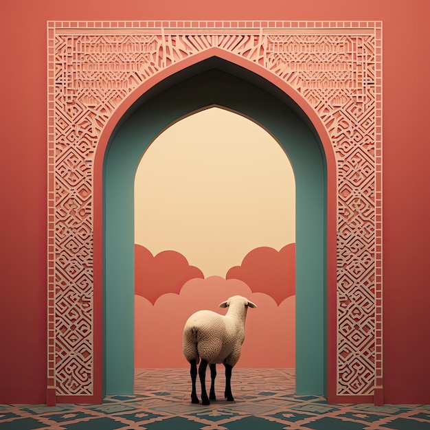 Photo illustration de fond vectorielle de l'aïd ul adha avec fond islamique