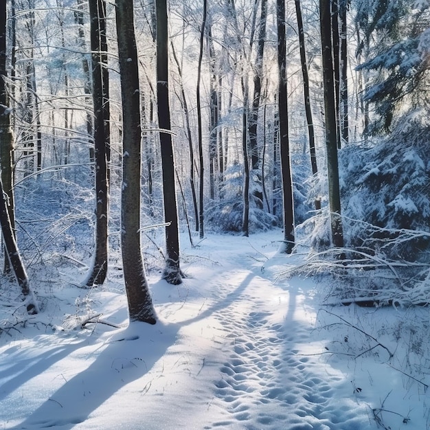 Une illustration de la forêt enneigée