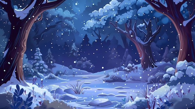 Illustration de la forêt d'hiver à l'arrière-plan