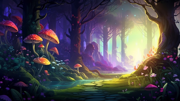 Illustration d'une forêt magique