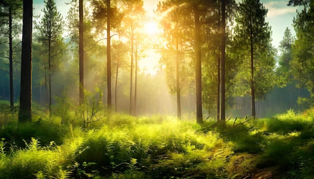 illustration de la forêt le matin