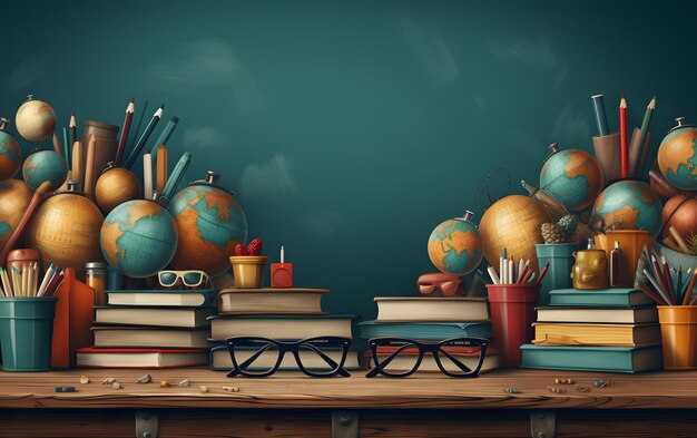 Illustration de fournitures scolaires