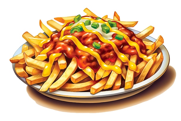 Photo illustration de frites au fromage chili illustration alimentaireia générative