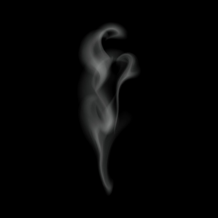 Photo illustration de la fumée de cigarette ou de la vapeur d'une tasse de café ou d'une nourriture chaude