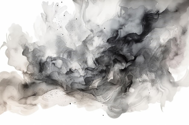 Illustration de la fumée représentée dans une peinture monochromatique sur une toile blanche créée avec la technologie Generative AI