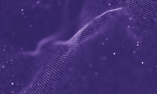 Illustration futuriste abstraite de la technologie des données Forme poly faible avec des points et des lignes de connexion sur fond sombre Rendu 3D Visualisation de données volumineuses
