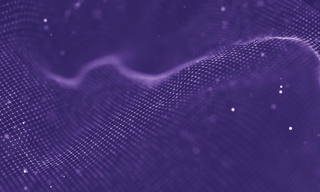 Illustration futuriste abstraite de la technologie des données Forme poly faible avec des points et des lignes de connexion sur fond sombre Rendu 3D Visualisation de données volumineuses