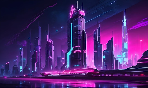 Illustration futuriste de la ville cyberpunk