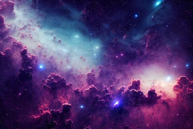 Photo illustration d'une galaxie avec des étoiles et de la poussière spatiale dans l'univers