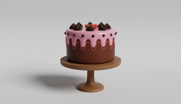 illustration de gâteau d'anniversaire au chocolat conception 3d