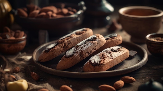 Illustration d'un gâteau au chocolat parsemé de cokat fondu