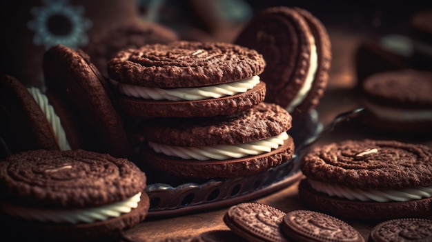 Illustration d'un gâteau au chocolat qui est servi de manière très unique et emballé par la danse et qui a l'air très délicieux