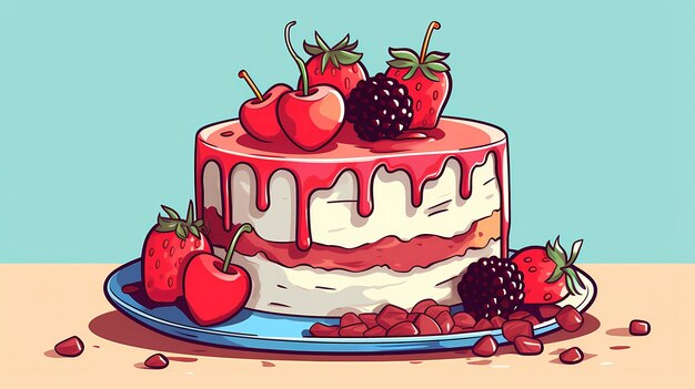 Illustration de gâteau de dessin animé dessinée à la main