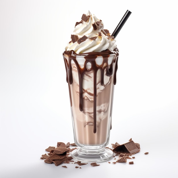 Illustration génération d'IA Shake au chocolat crémeux délicieux avec crème glacée à la vanille