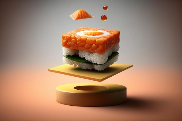 Illustration de la génération d'IA de sushi en lévitation