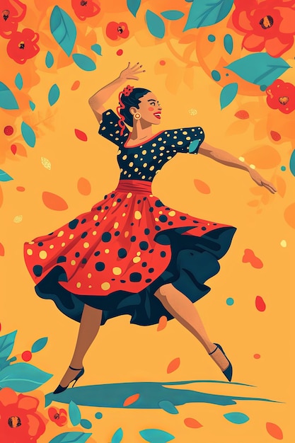 Photo illustration générative d'une danseuse de flamenco heureuse à la foire de séville