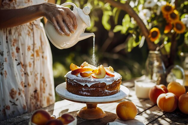 Illustration générative d'une délicieuse tarte aux pêches faite maison