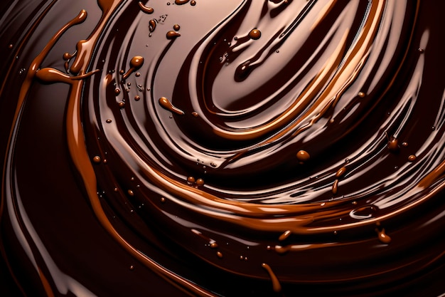 Illustration générative d'un fond de chocolat avec des mouvements d'ondes Vue du dessus