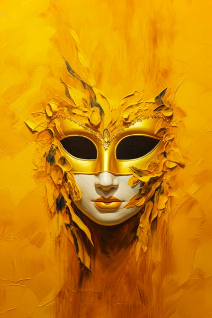 Illustration générative de l'IA d'un masque pour le carnaval de Venise avec des fentes pour les yeux dans l'espace CarnivalCopy de style fantastique