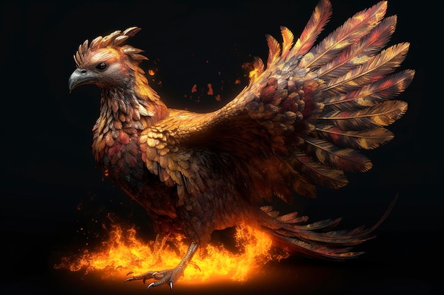 Illustration générative de l'IA de l'oiseau de feu phoenix