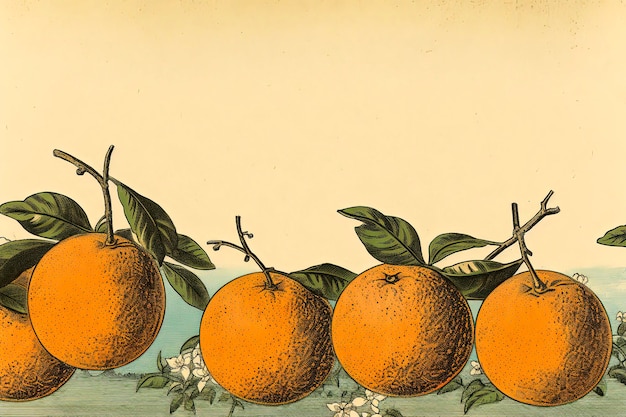 Illustration générative d'oranges fraîches et saines dans un style d'illustration minimaliste Concept d'alimentation saine