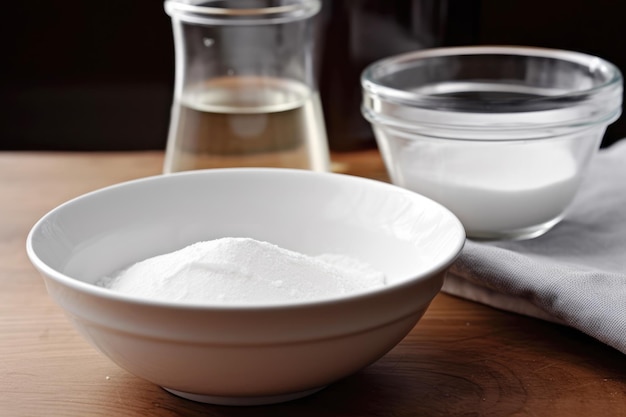 Photo illustration générée de bicarbonate de soude et de vinaigre sur le dessus de la table