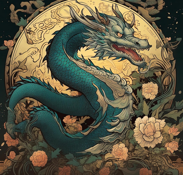 illustration générée du dragon chinois représente la prospérité et la bonne fortune