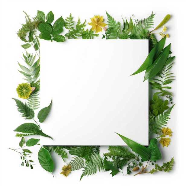 Photo illustration générée par ai feuilles vertes tropicales pour la décoration du cadre d'art