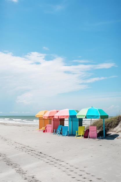 Illustration générée par ai d'un parasol avec des chaises sur le sable