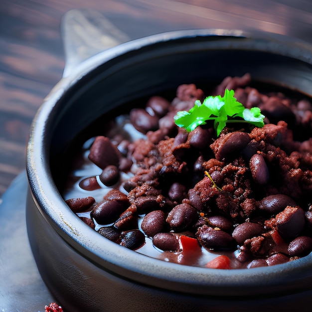 Illustration générée par AI d'un plat de bœuf bourguignon dans un bol noir