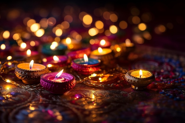 Photo une illustration générée par diwali de la lumière des bougies