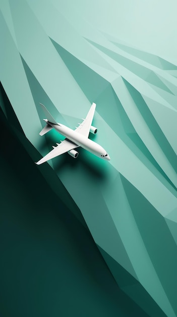 Illustration générée par IA d'un avion blanc sur fond vert