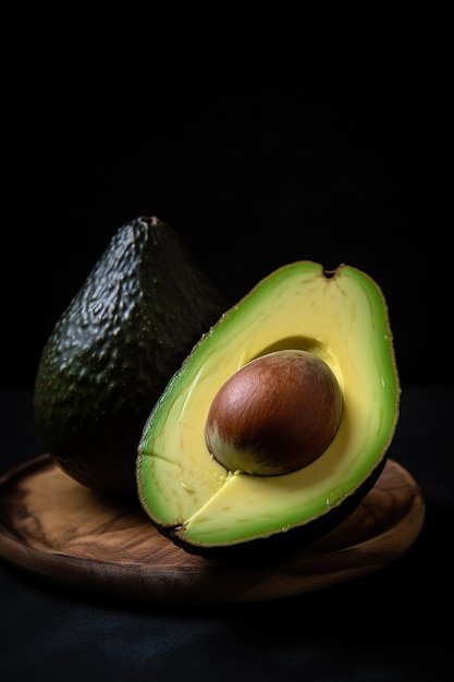 Illustration générée par IA Avocat frais sur table sur une planche à découper