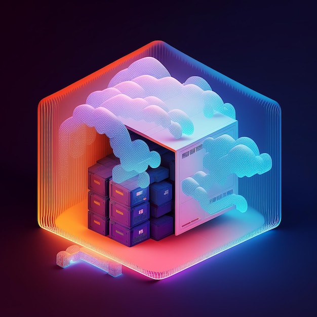 Illustration générée par IA du concept de cloud computing en couleur pastel