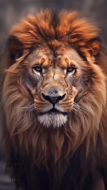 Une illustration générée par l'IA d'un lion majestueux marchant sur un chemin de béton, ses puissants muscles ondulant sous sa fourrure dorée