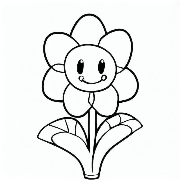 Photo illustration générée par l'ia d'une page à colorier avec une illustration détaillée d'une fleur joyeuse