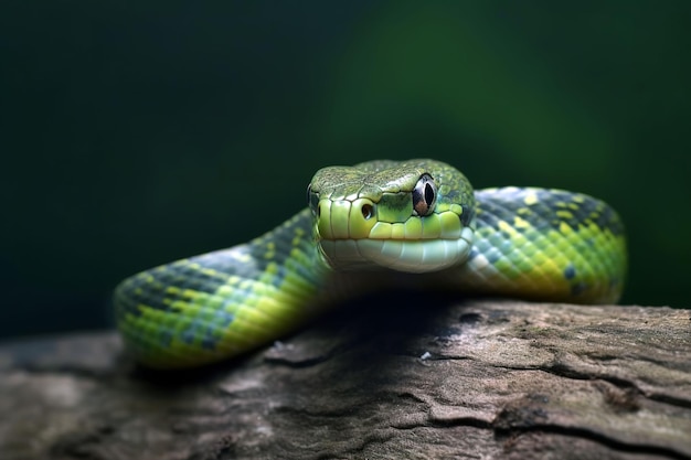 Une illustration générée par l'IA d'un serpent vert