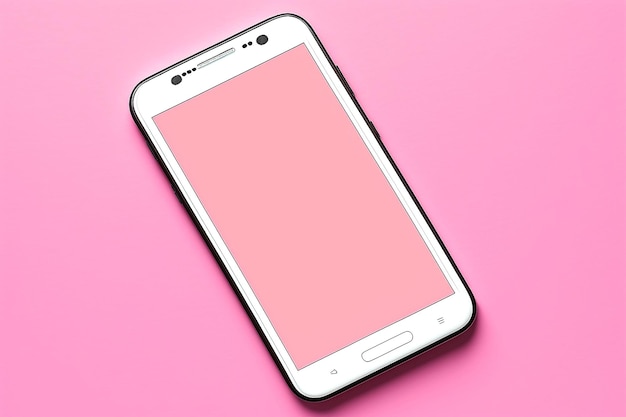 Illustration générée par l'IA d'un smartphone sur un fond rose avec un écran vide