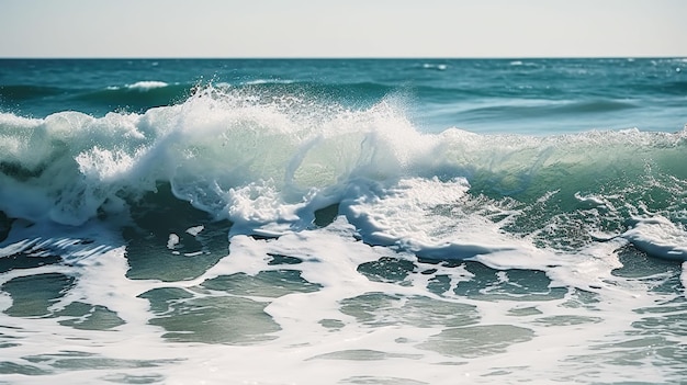 Photo une illustration générée par l'ia des vagues de l'océan, avec le soleil brillant