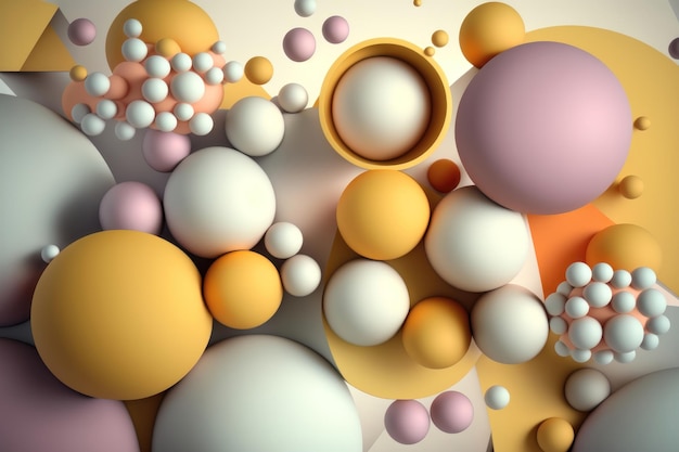 Illustration d'une géométrie abstraite de boules aux couleurs pastel Génération AI