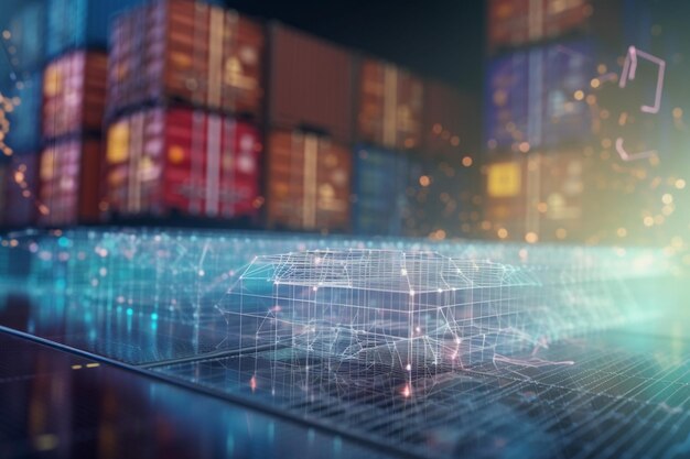 Illustration de la gestion de la chaîne d'approvisionnement alimentée par l'IA de la logistique intelligente