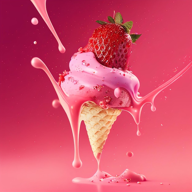 Illustration d'une glace avec une fraise sur le dessus