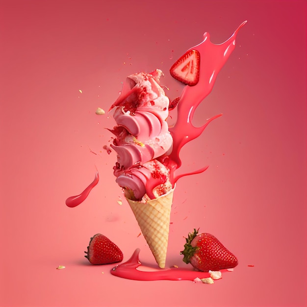 Illustration d'une glace avec une fraise sur le dessus