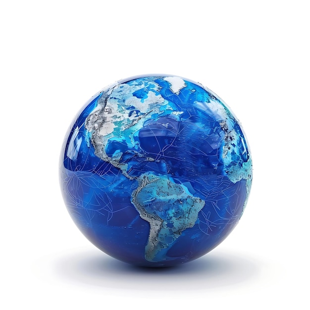 Illustration de globe 3D avec une conception détaillée et un texte bleu riche isolé sur un clipart de rendu BG blanc